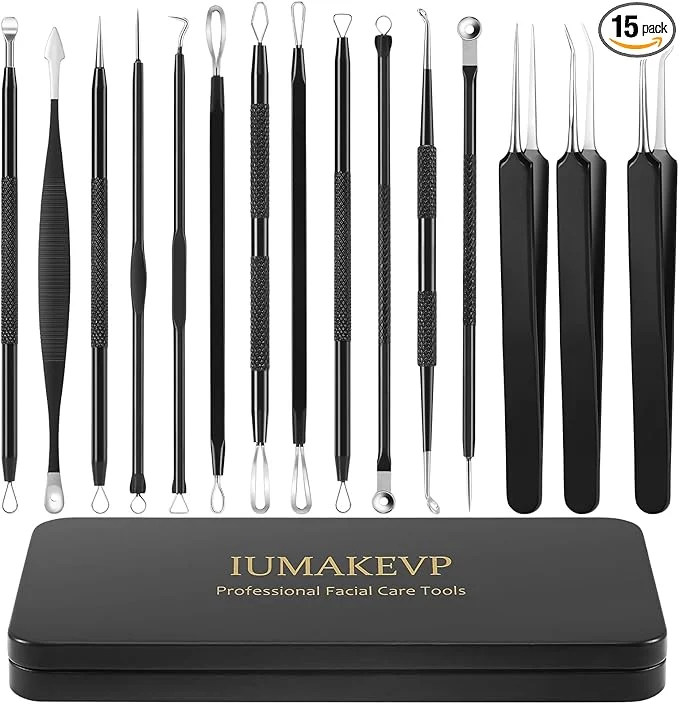 Convenient Pimple Popper Tool Kit IUMAKEVP 15 PCS Professional Stainless Steel Blackhead Excellent