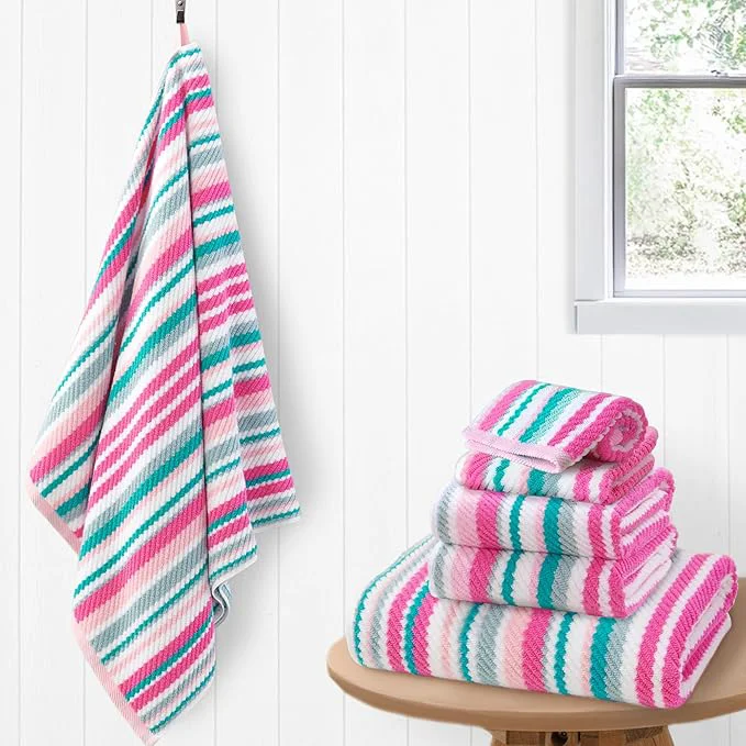 Prestigious Pink Soft Towel Set 2 Bath 28 x52 2 Hand 16 x27 2 Wash Cloth 13 x13 Flexible
