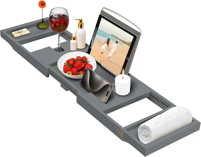 Stylish Bamboo Bathtub Tray Caddy Long-Lasting