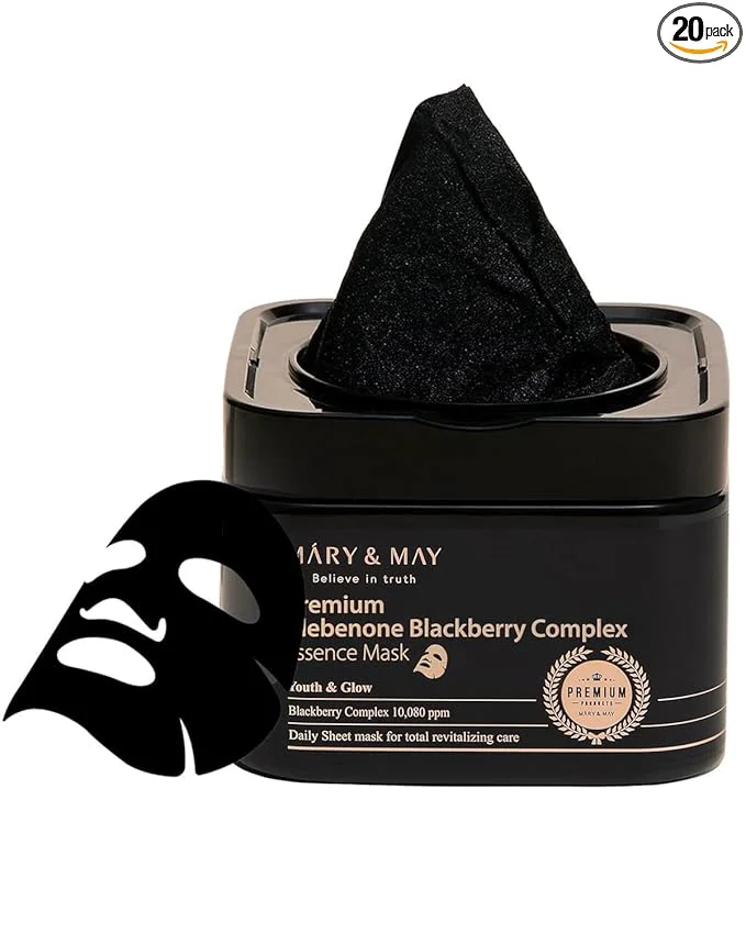 Authentic Mary May Premium Idebenone Blackberry Complex Essence Mask – Bamboo Charcoal User-Friendly