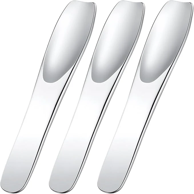 Healthy Pndeyo 3pcs Mini Stainless Steel Makeup Spatula 2.75×0.45in Reusable Cosmetic Relaxed