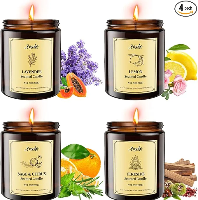 Superior 4 Pack 28oz Scented Candles Soy Wax Jar Candles Sage Citrus Scented Candles Premium Material
