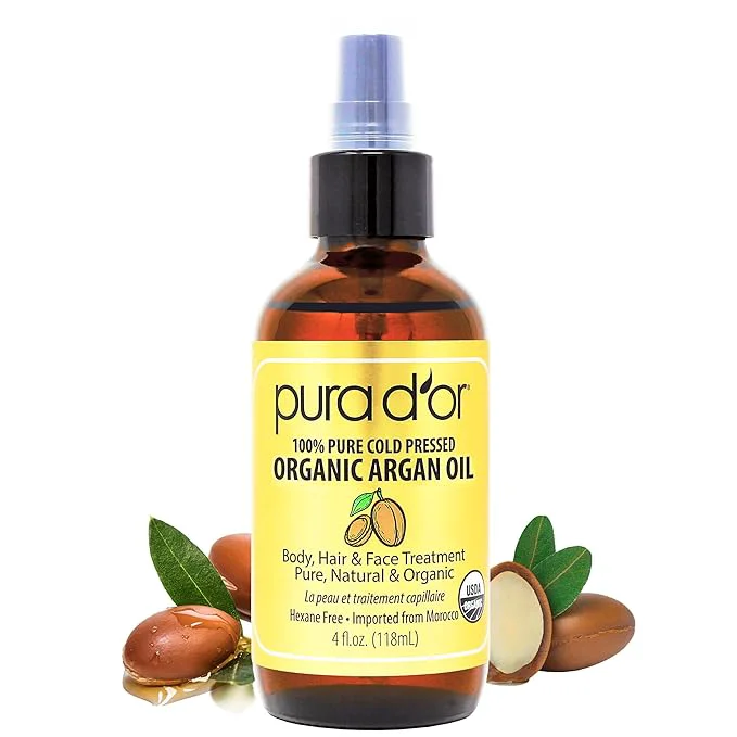Healthy PURA D’OR 4 Oz Organic Moroccan Argan Oil – Pure Cold-Pressed Virgin Grade Trendy