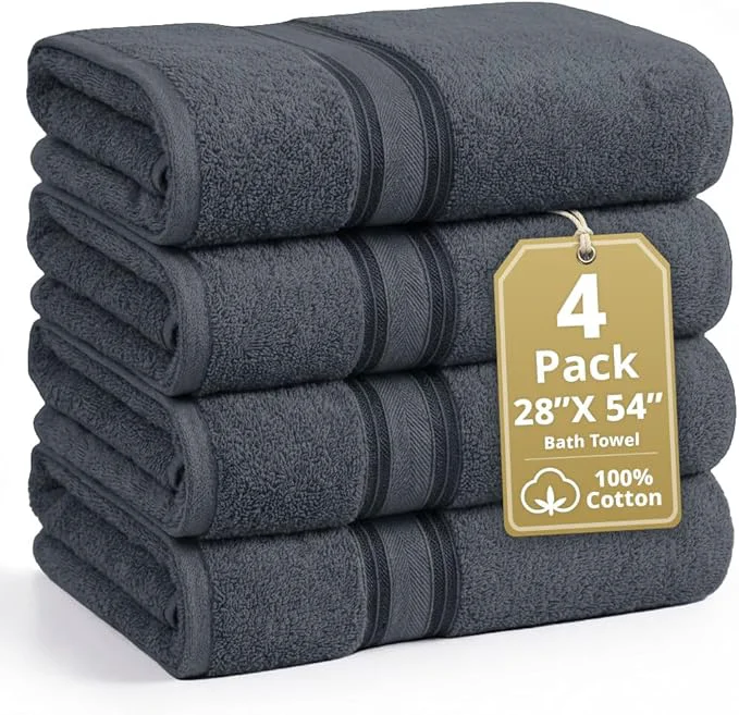 Elegant LANE LINEN Cotton 4 Pack Bath Towels Set Organic