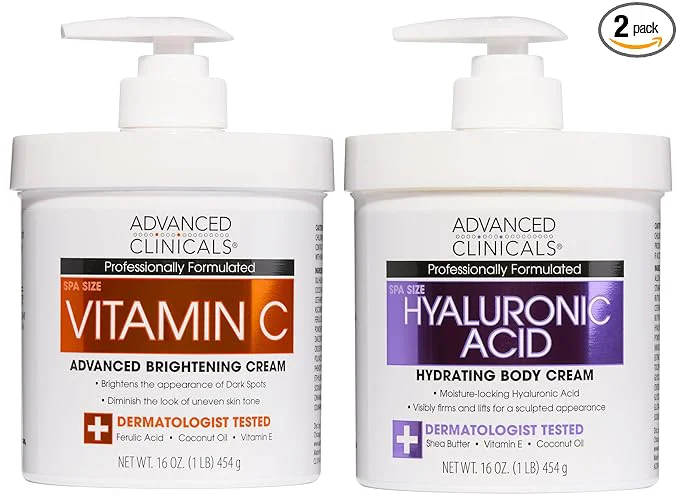 Powerful Advanced Clinicals Hyaluronic Acid Moisturzier Brightening Vitamin C Cream Elite
