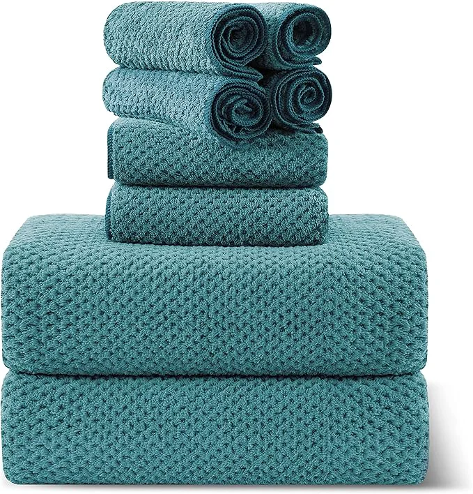 Elegant Smuge 8-Piece Turquoise Bath Towel Set 2 Extra Large Bath Towel Sheets Superior
