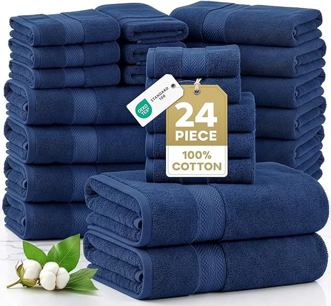 Long-Lasting LANE LINEN 24 PCs Bath Towel Set Functional