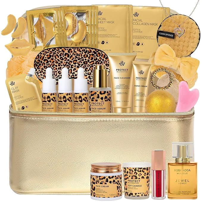 Comfortable 33 Pcs Mother’s Day Gift Honey Almond Skin Care Gift Set Spa Bath Body Green