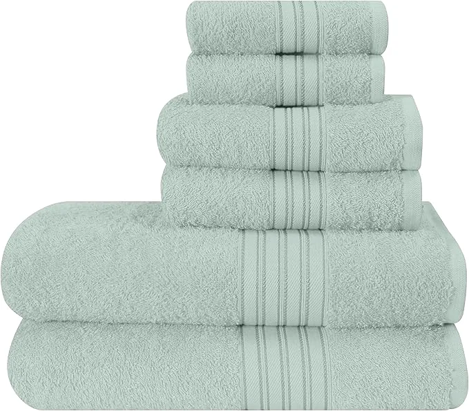Natural BOUTIQUO 6 Pack Cotton Towel Set Contains 2 Bath Towels 28×55 inch 2 Hand Convenient