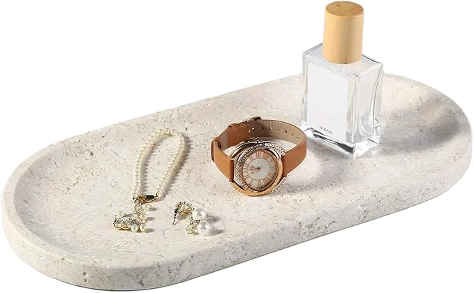 Safe Koville Marble Tray for Bathroom Countertop Stone Tray for Kitchen Decorative Smooth