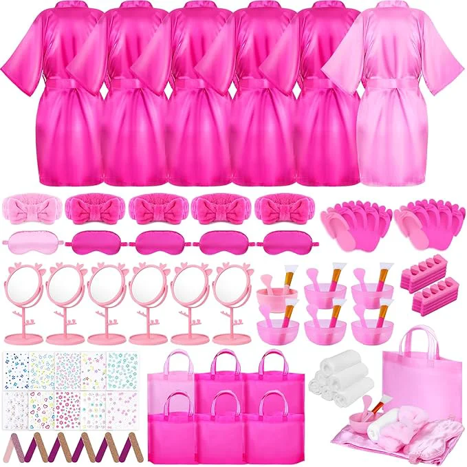 Outstanding Spa Party Supplies for Girls 6 Satin Robes Kids Spa Birthday Sleepover Optimized