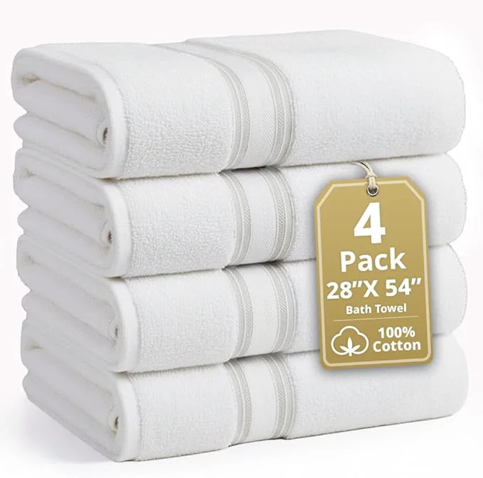High-End LANE LINEN Cotton 4 Pack Bath Towels Healthy