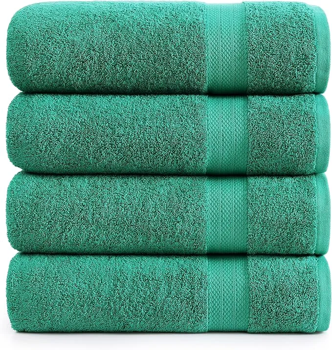 Soft LANE LINEN Cotton Oversized Bath Towels Set of 4 Luxury
