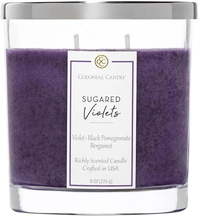 Artisan Colonial Candle Sugared Violets Scented Candle Jar Highly Fragranced Candles Clean