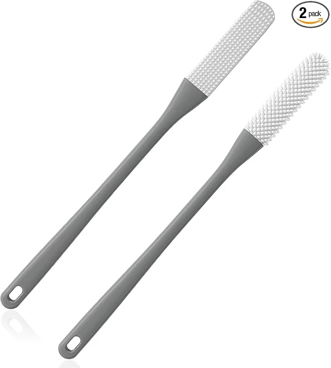 Premium 2-Pack Toe Cleaning Brush with Long Handle – Foot Scrubber Exfoliating Contemporary