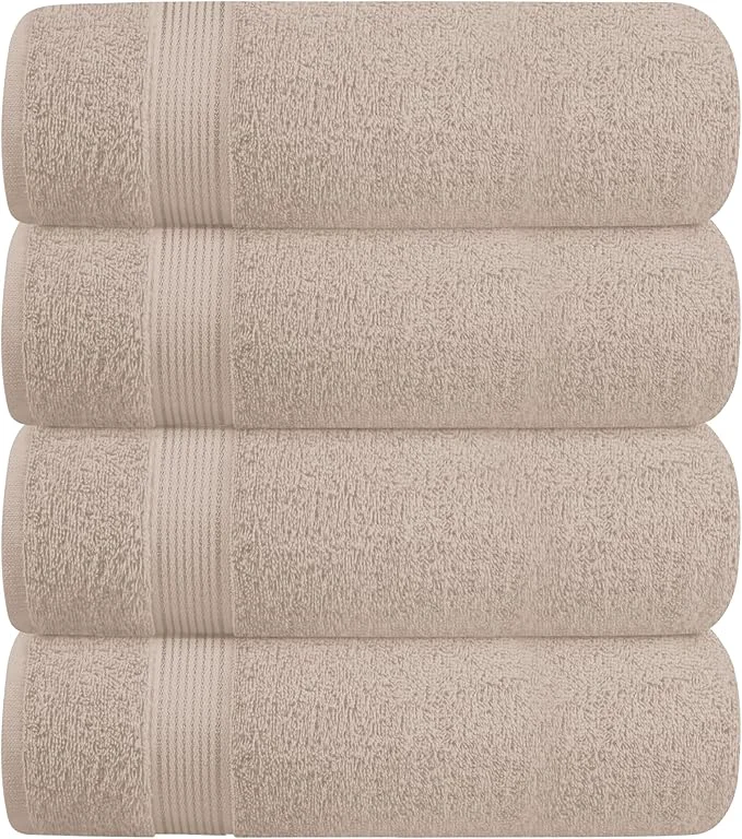 Certified BELZZI Home Ultra Soft 4 Pack Oversized Bath Towel Set 27×54 Cotton Compact Convenient