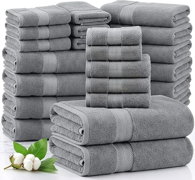 Breathable LANE LINEN Luxury 24 PCs Bath Towels Set Reliable