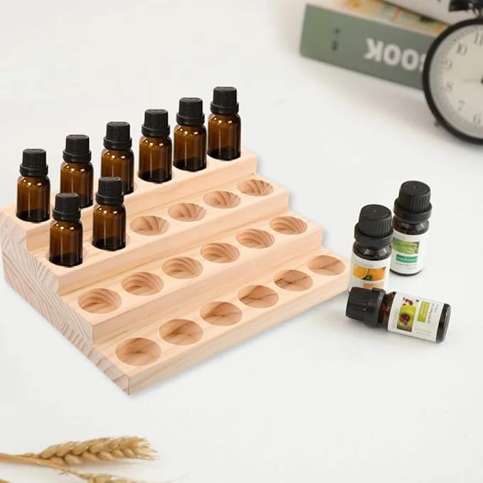 Smart Healifty Wooden Essential Oil Organizer Rack 24 Slots Bottle Display Stand Verified