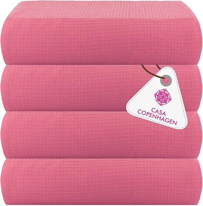 Enhanced CASA COPENHAGEN Wafffle 4Pcs Egyptian Cotton Large Designer Towels Gift Safe