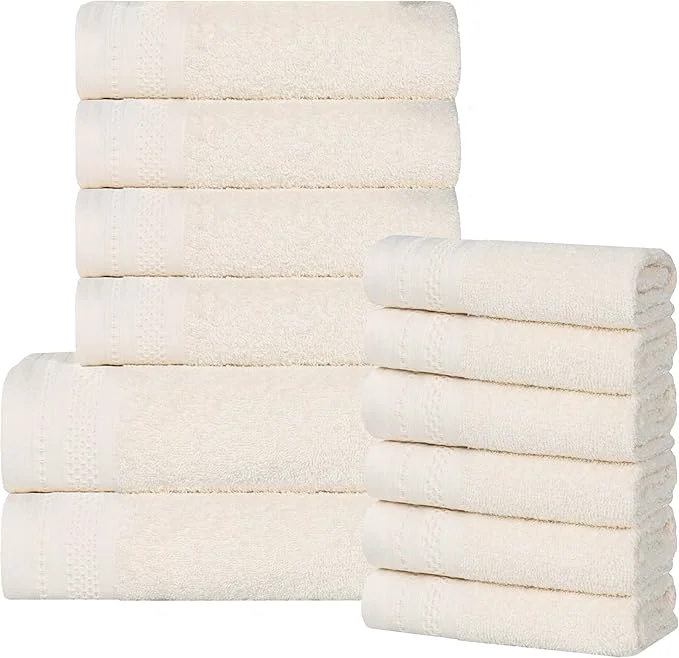Relaxed Superior Honeycomb Cotton 500 GSM 12 Piece Bath Towel Set 6 Washcloths