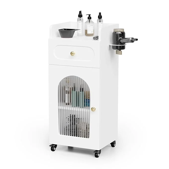 Excellent OmySalon Salon Cart with Wheels 3-Tier Rolling Beauty Cart with Glass Door Selected