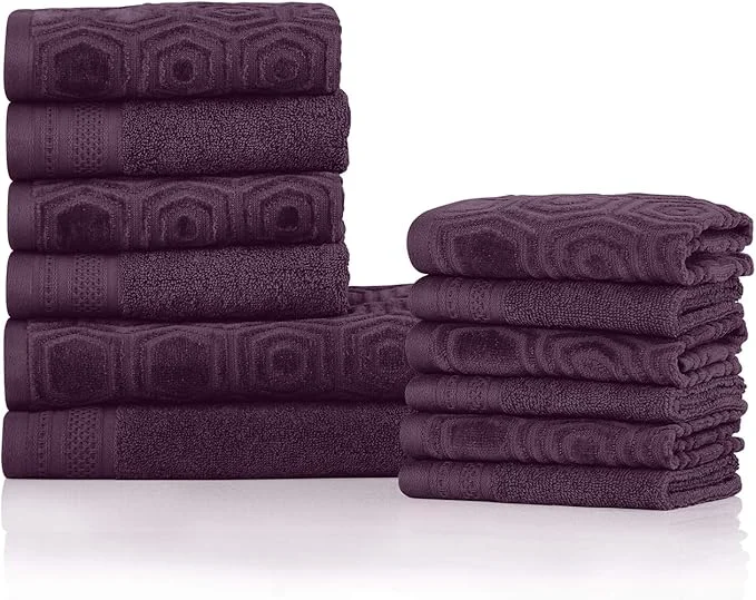 Fine Superior Honeycomb Cotton 500 GSM 12 Piece Bath Towel Set 6 Washcloths Environmentally Friendly