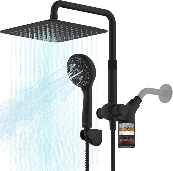 Authentic Ryamen Upgraded Dual Shower Heads Combo 10 inch Filtered Shower Head Fine