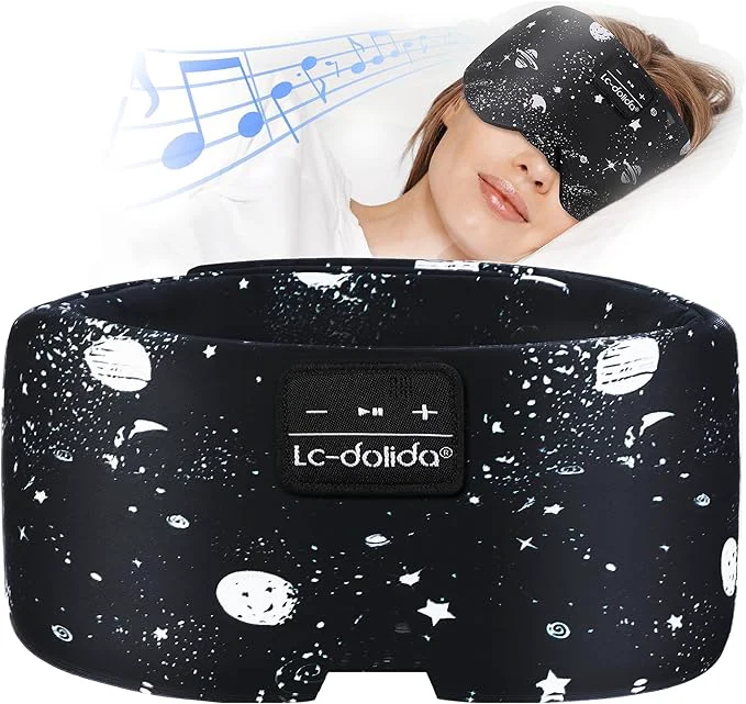 Outstanding LC-dolida Sleep Mask with Bluetooth Headphones Extra Large Silk Eye Mask Optimized
