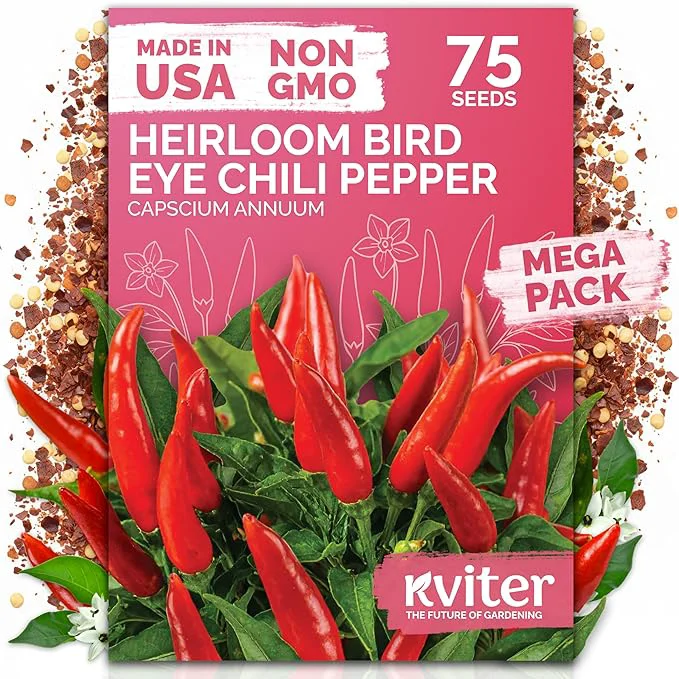Solid KVITER 75 Birds Eye Chili Pepper Seeds Safe