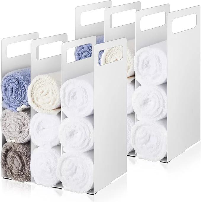 Relaxed LEIFIDE Set of 4 Interlocking Towel Organizer Metal Bathroom Towel Storage Rack Consistent