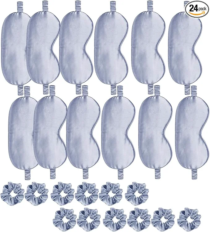 Prestigious 24Pcs Satin Eye Mask Silk Sleep Masks Silky Eyes Cover Blackout Blindfold Premium Material