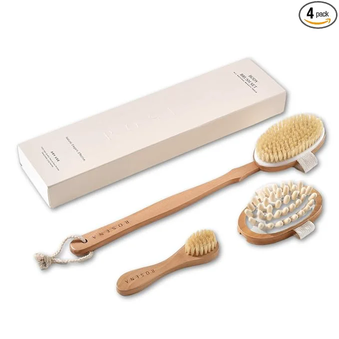 Reusable Dry Brushing Body Brush Set – Natural Bristle Spa Exfoliator Kit Minimalist