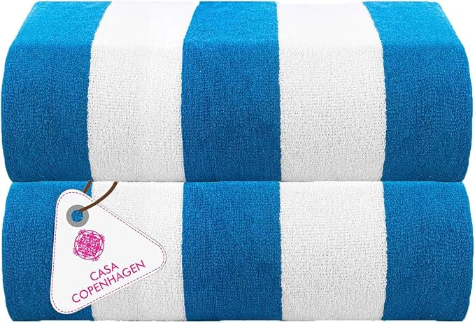 Recyclable CASA COPENHAGEN Cabana Pool Towel 2Pcs Egyptian Cotton Gift Set- Turquoise Fashionable