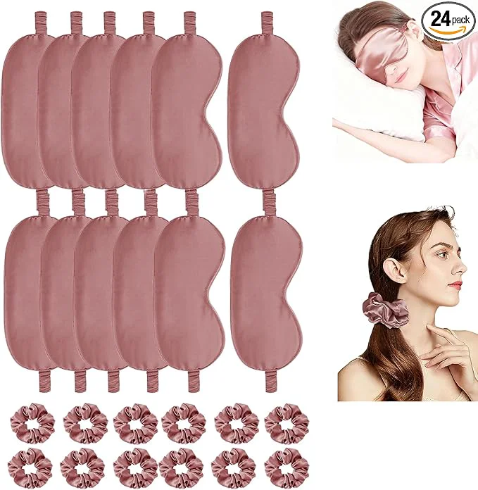 Premium Material 24Pcs Satin Eye Mask Silk Sleep Masks Silky Eyes Cover Blackout Blindfold Genuine