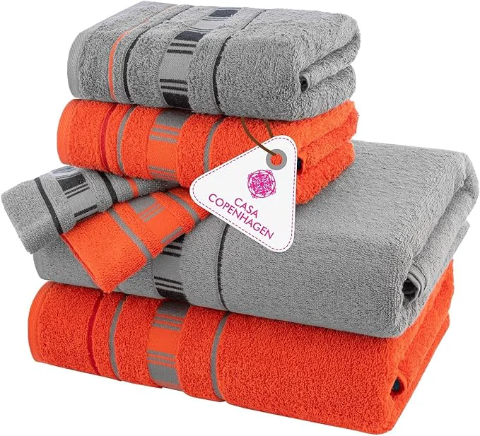 Quality CASA COPENHAGEN X Line 6Pcs Egyptian Cotton Large Designer Towels Gift Enhanced
