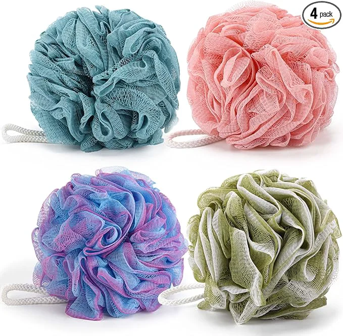 Modern BTYMS Bath Sponges 60g pc Shower Loofahs Mesh Pouf Shower Pouf Bath Scrunchies Sustainable