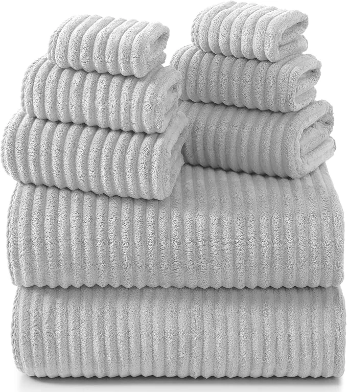 Durable REDKISS Gray Bath Towels Set 8 Piece First-Class