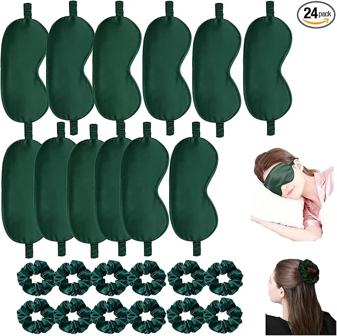 Solid 24Pcs Satin Eye Mask Silk Sleep Masks Silky Eyes Cover Blackout Blindfold Traditional
