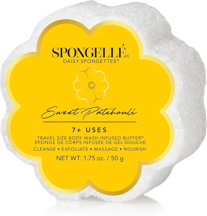 Fine Crafted Spongellé Sweet Patchouli Daisy Spongette Bath Sponge Built-in Body Wash Smooth