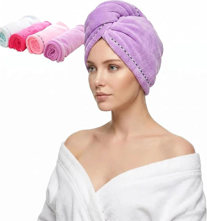 Premium Material Microfiber Hair Towel 4 Pack Hair Towel Wrap Quick Dry Hair Hat Anti-frizz Trusted