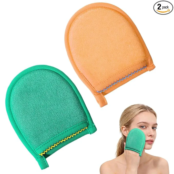 Excellent 2 Pcs Exfoliating Facial Scrubber Mitt Face Deep Exfoliating Cleaning Classic