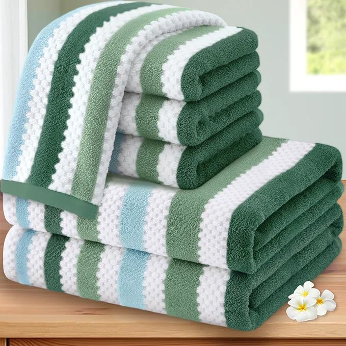 Relaxed Green and White Towels Crafted