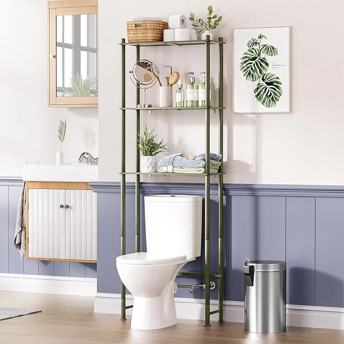 First-Class AmazerBath Bamboo Over The Toilet Storage Shelf 3-Tier Over Toilet Bathroom Smart
