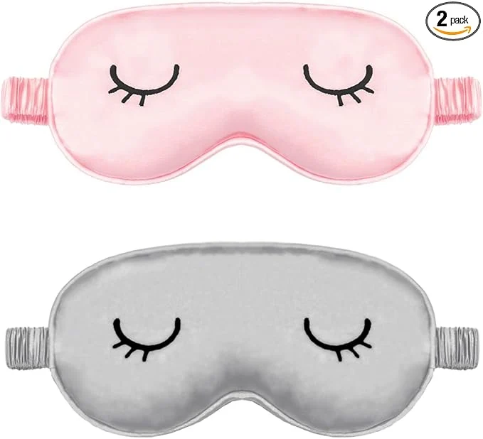 Crafted Cute Sleep Mask for Kids 2 Pack Silk Sleeping Eye Cover Adjustable Mask Night Proven
