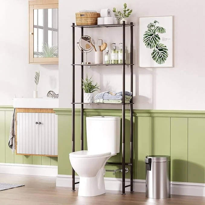 Elegant AmazerBath Bamboo Over The Toilet Storage Shelf Over Toilet Bathroom Organizer Effective