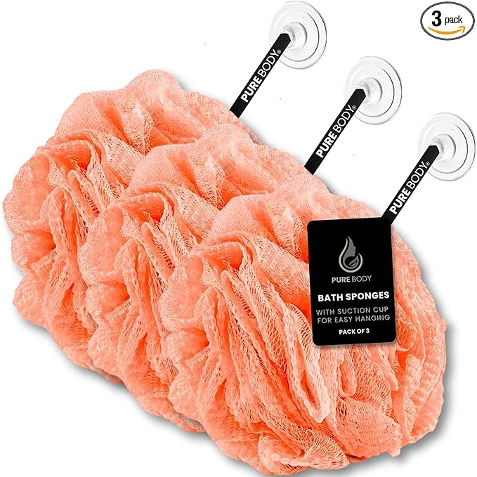 Flexible Large Coral Bath Sponge Pack of 3 – Gentle Exfoliation Loofahs Trendy