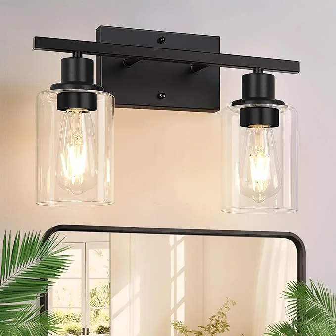 Dependable Indoi Matte Black 2-Light Bathroom Vanity Light Innovative
