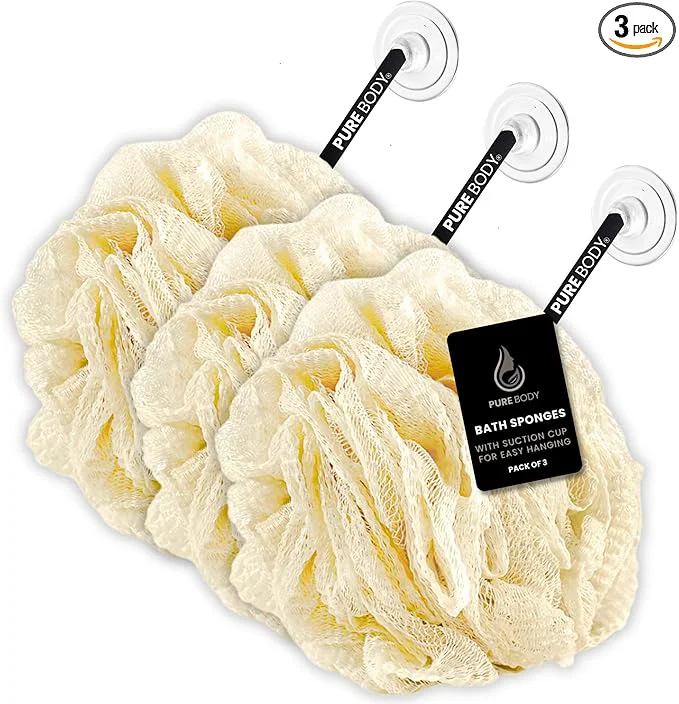 Verified Large Bath Sponge Pack of 3 – Gentle Exfoliation Loofahs Environmentally Friendly