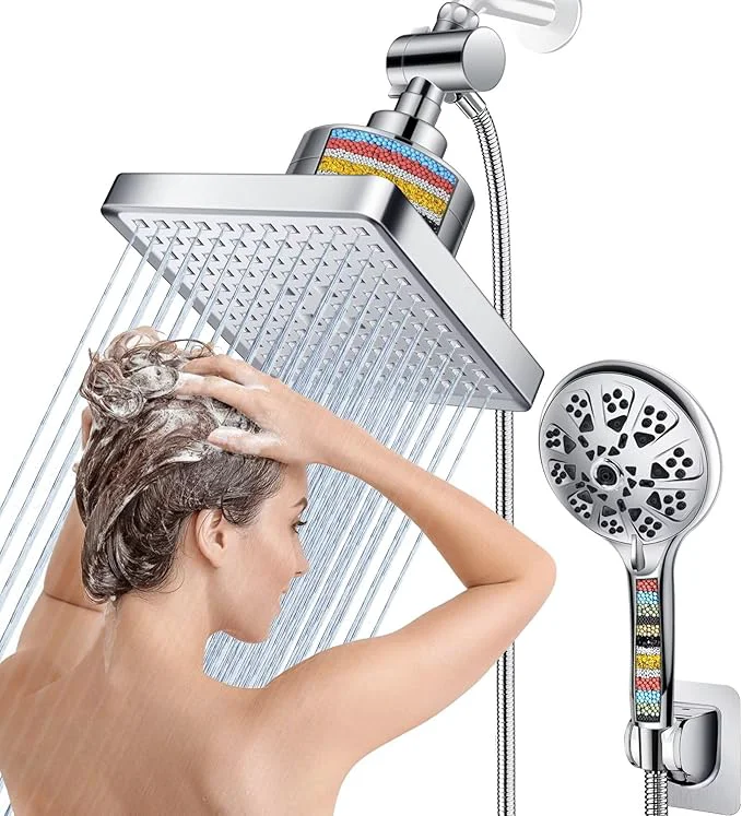 Minimalist Dual Filtered Rain Shower Head Combo High Pressure 10 Modes Handheld Shower Authentic