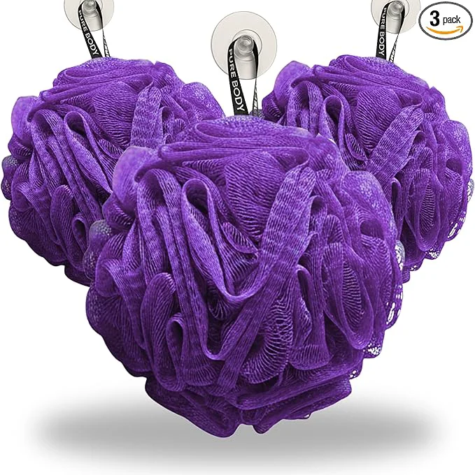 Premium Material Large Purple Bath Sponge Pack of 3 – Gentle Exfoliation Loofahs Trendy